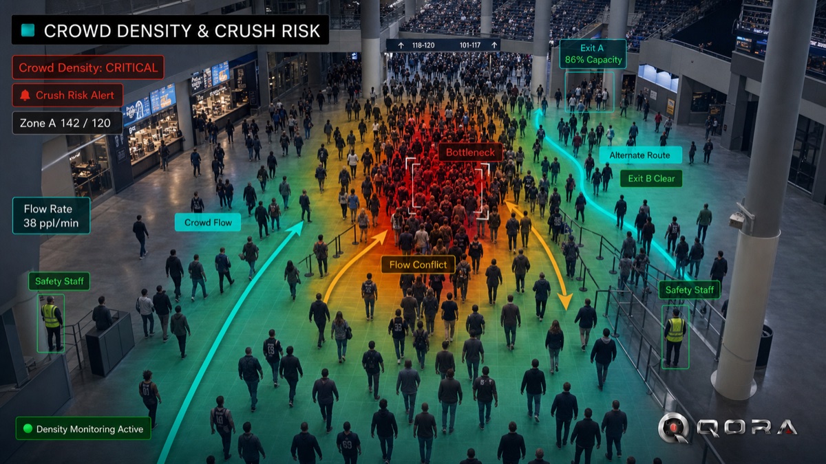 QORA event and venue safety — crowd density and crush-risk monitoring.