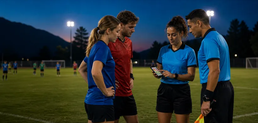 ZKickoff digital referee match report being completed on a phone at the sideline.
